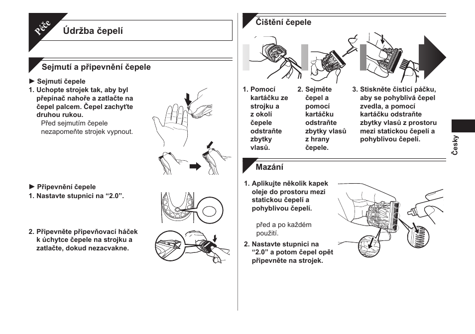 Péče, Údržba čepelí | Panasonic ER1611 User Manual | Page 65 / 100