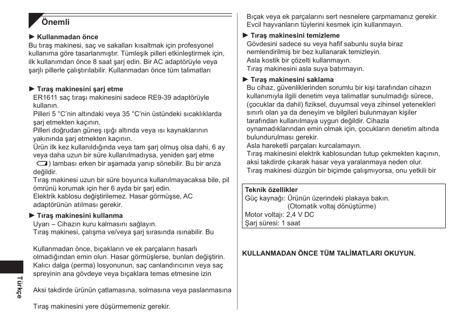 Panasonic ER1611 User Manual | Page 82 / 100