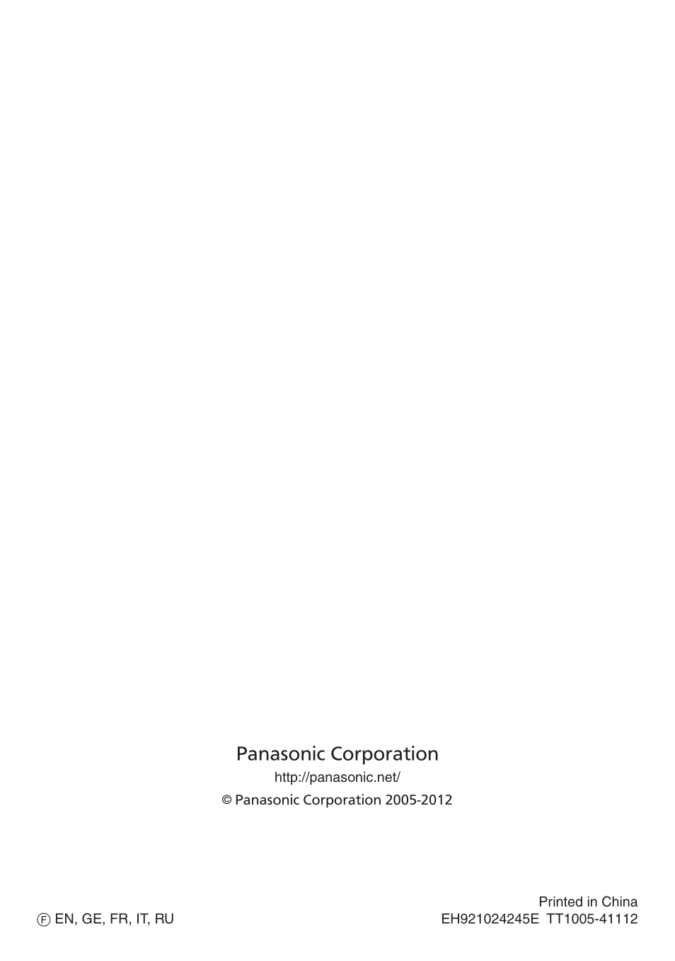 Panasonic corporation | Panasonic EH2424 User Manual | Page 36 / 36