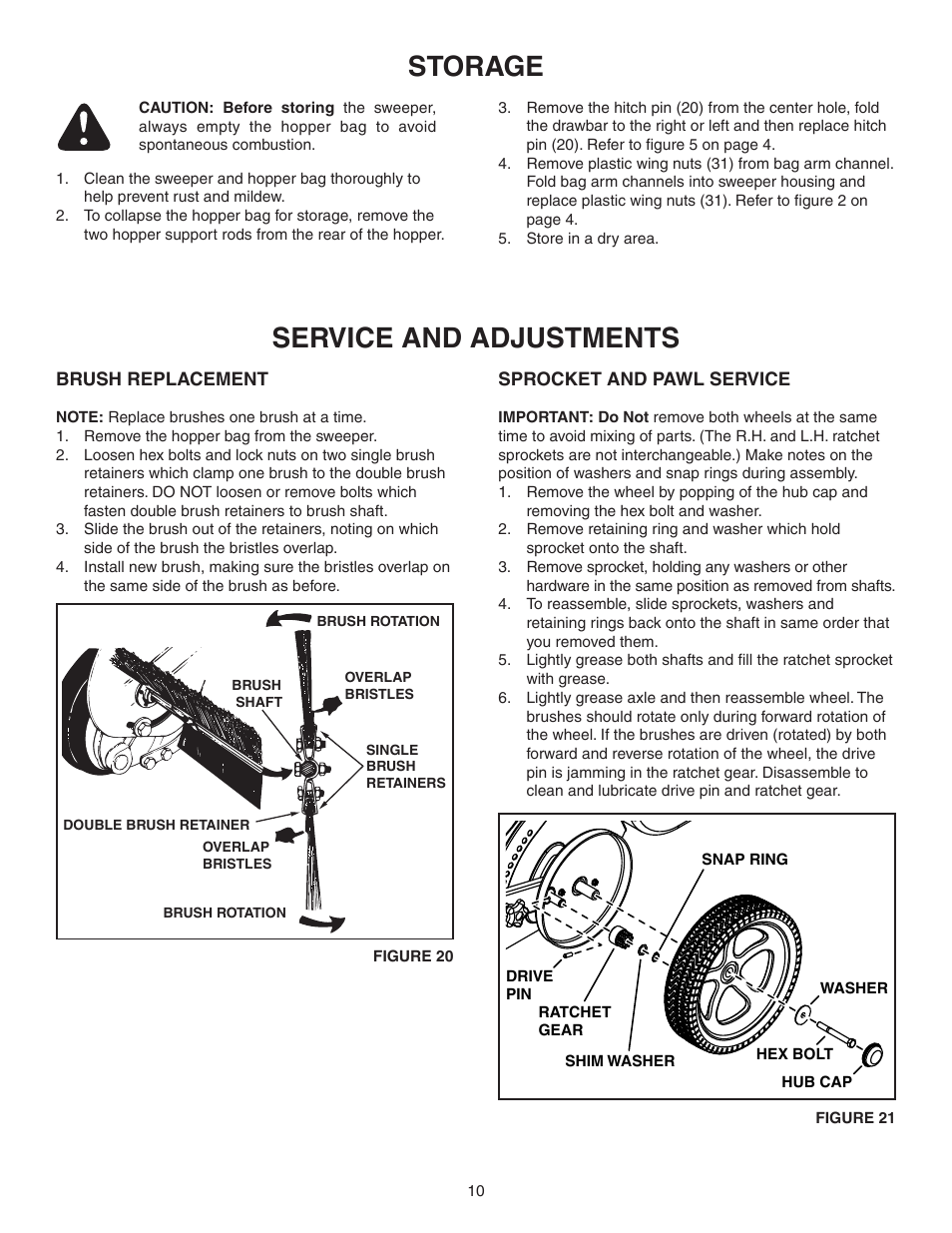 Service and adjustments, Storage | Agri-Fab 45-0456 User Manual | Page 10 / 24