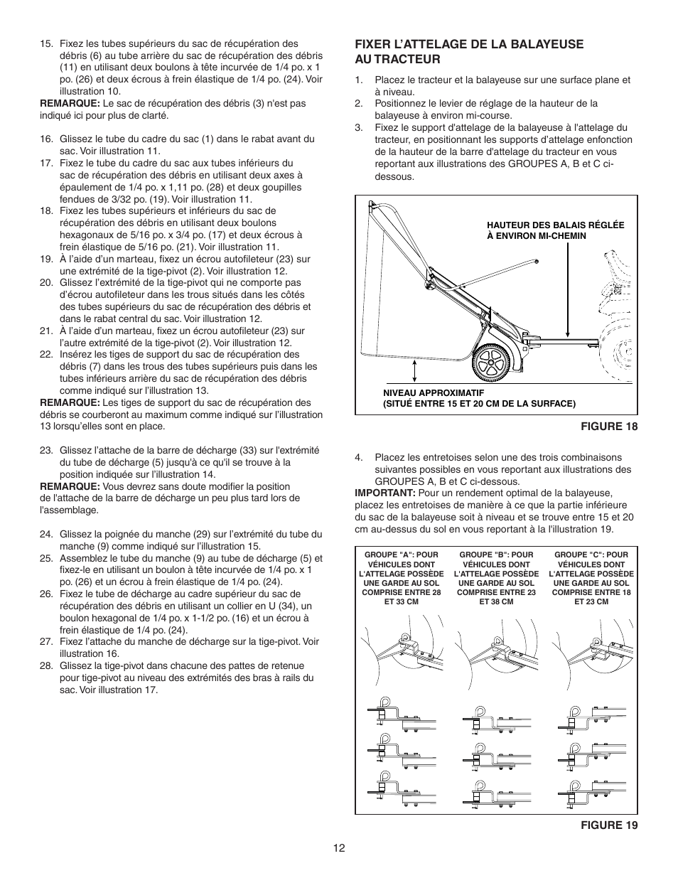 Fixer l’attelage de la balayeuse au tracteur | Agri-Fab 45-0456 User Manual | Page 12 / 24