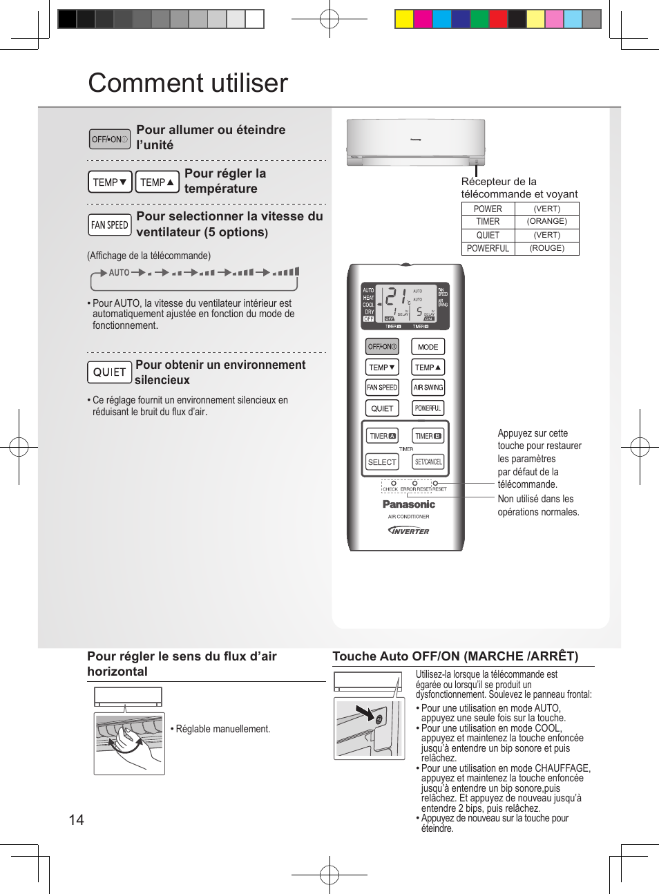 Comment utiliser | Panasonic CURE15PKE3 User Manual | Page 14 / 56