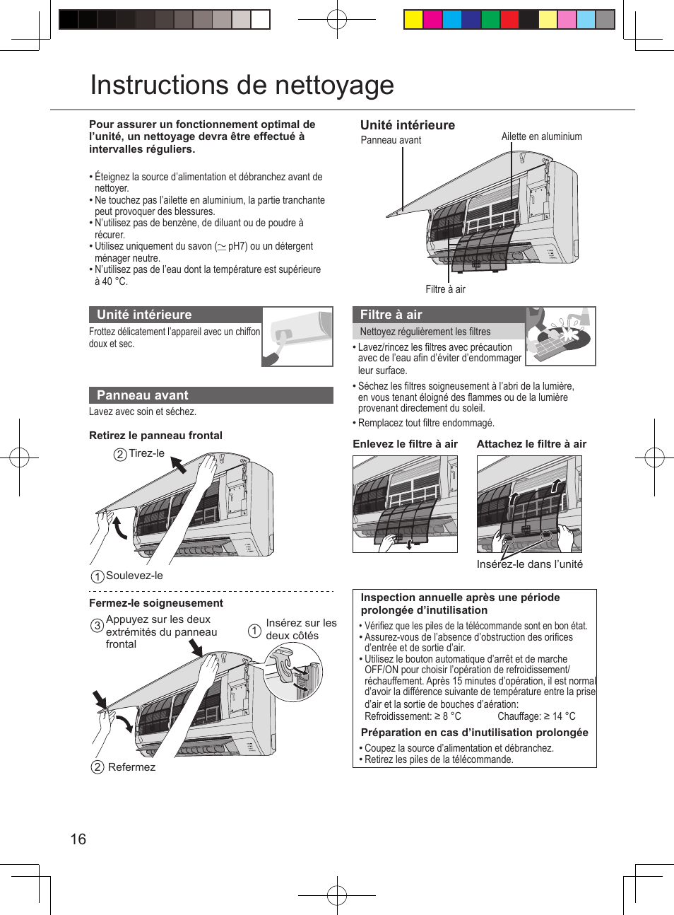 Instructions de nettoyage | Panasonic CURE15PKE3 User Manual | Page 16 / 56