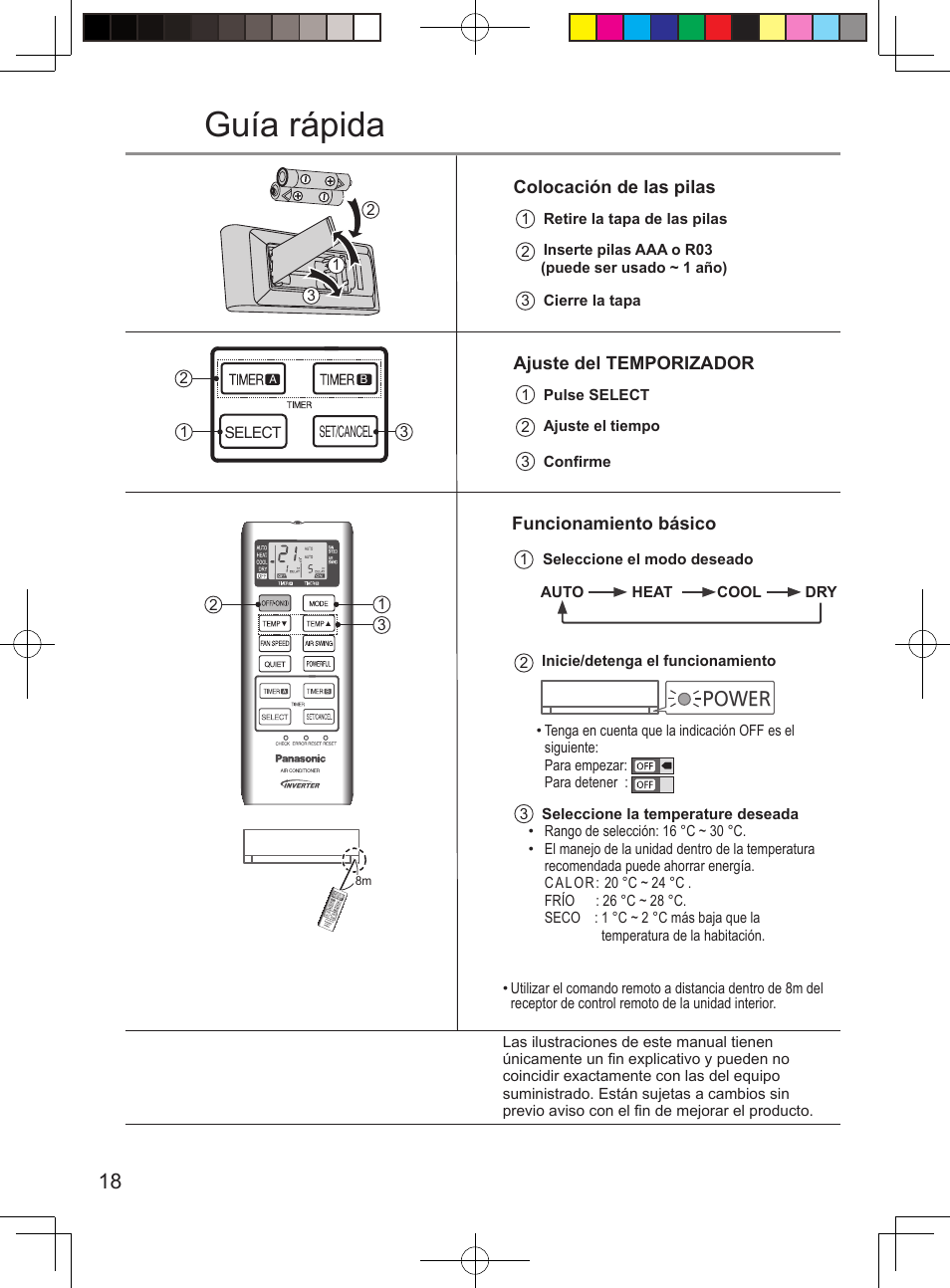 Guía rápida | Panasonic CURE15PKE3 User Manual | Page 18 / 56