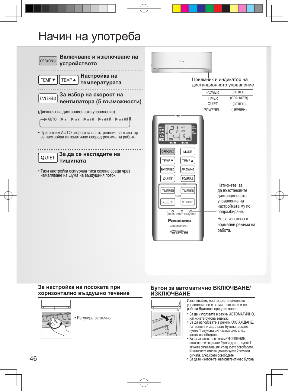 Начин на употреба | Panasonic CURE15PKE3 User Manual | Page 46 / 56