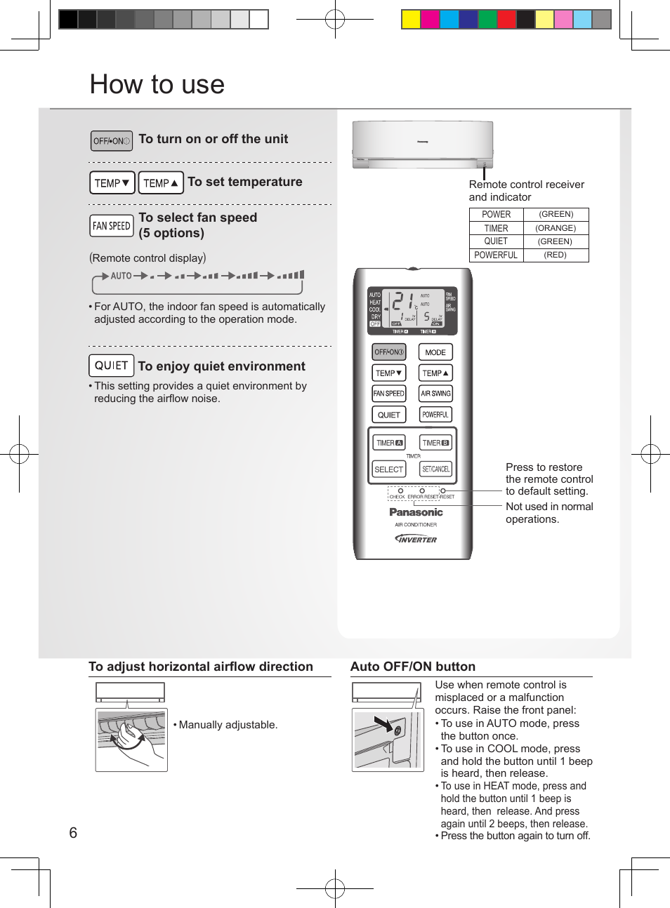How to use | Panasonic CURE15PKE3 User Manual | Page 6 / 56
