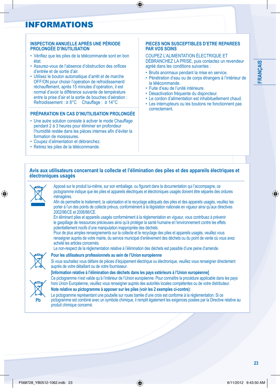 Informations | Panasonic CUVE9NKE User Manual | Page 23 / 64