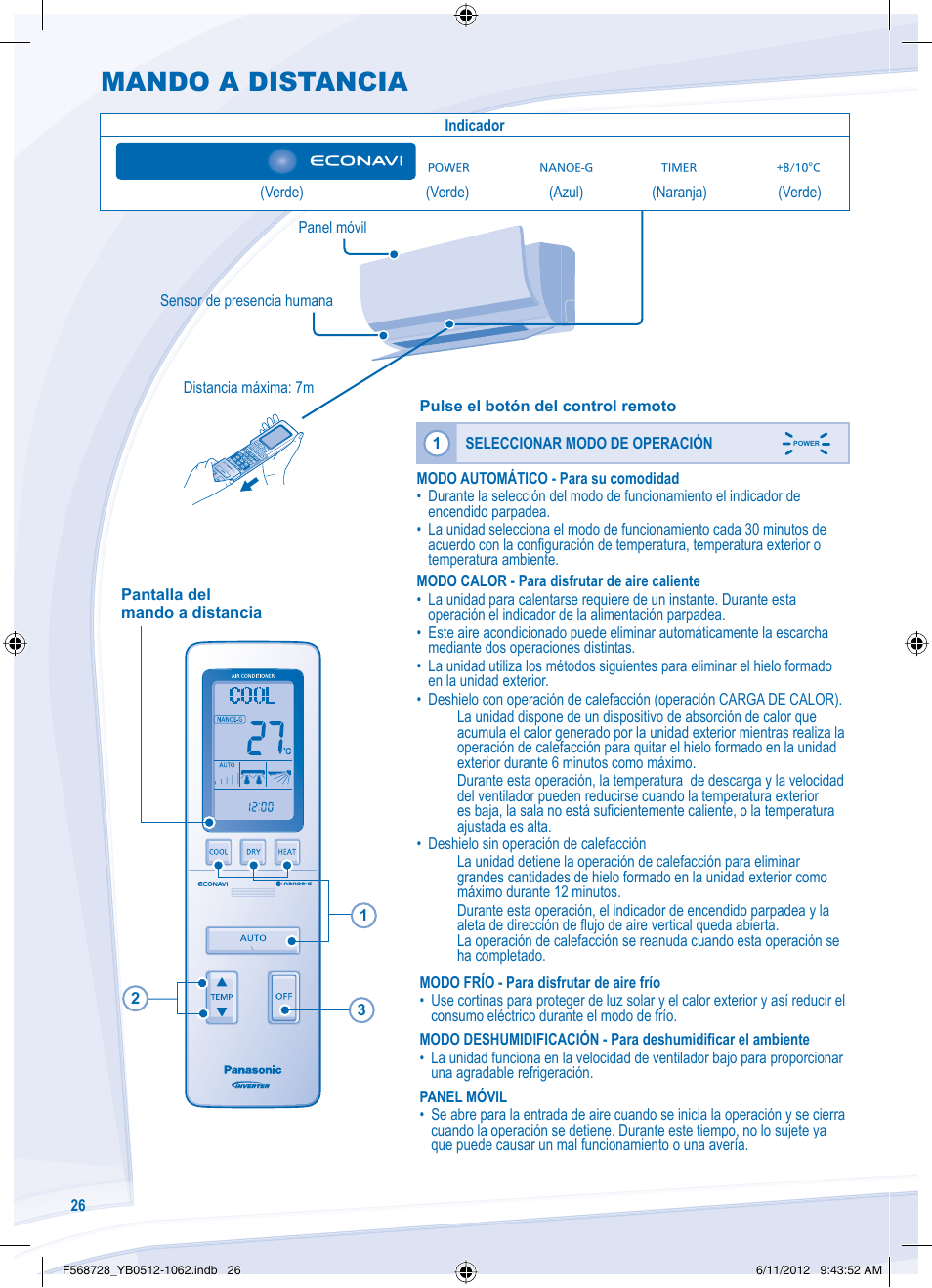 Mando a distancia | Panasonic CUVE9NKE User Manual | Page 26 / 64