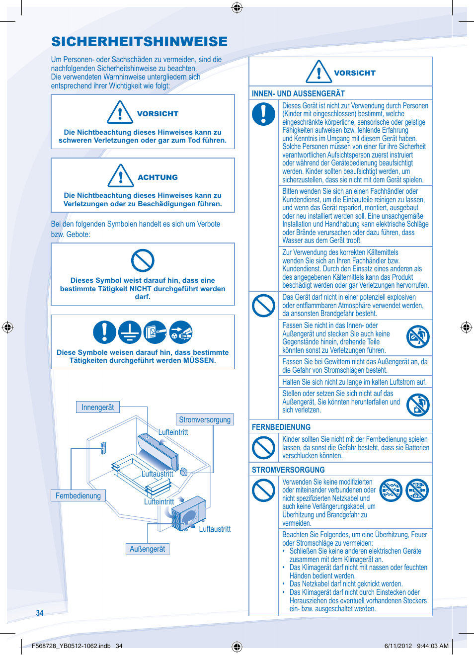 Sicherheitshinweise | Panasonic CUVE9NKE User Manual | Page 34 / 64