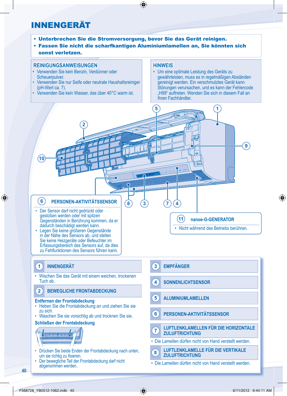 Innengerät | Panasonic CUVE9NKE User Manual | Page 40 / 64