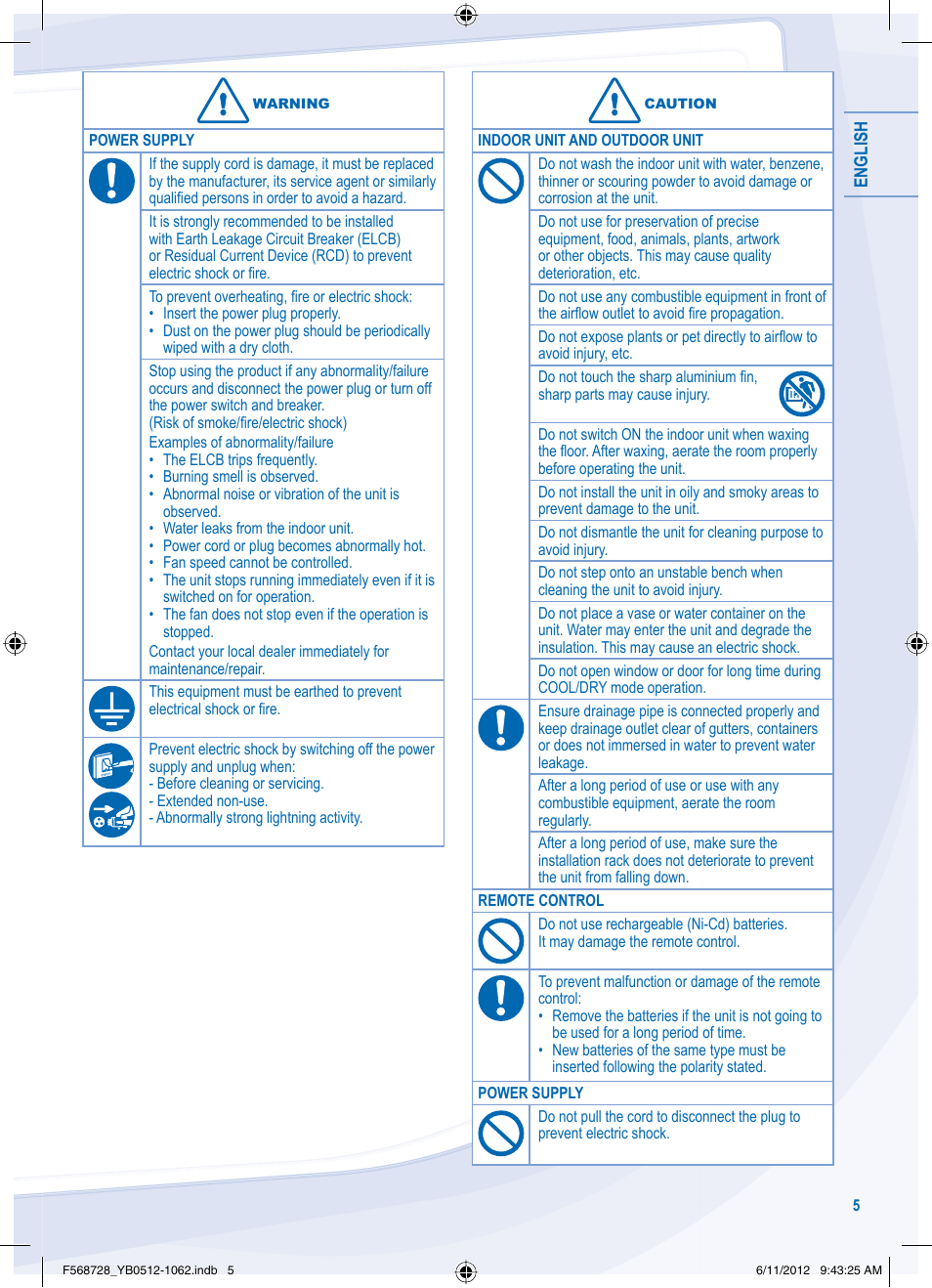 Panasonic CUVE9NKE User Manual | Page 5 / 64