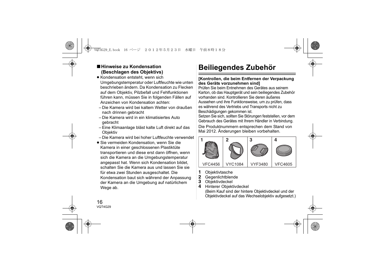 Beiliegendes zubehör | Panasonic HHS12035E User Manual | Page 16 / 72