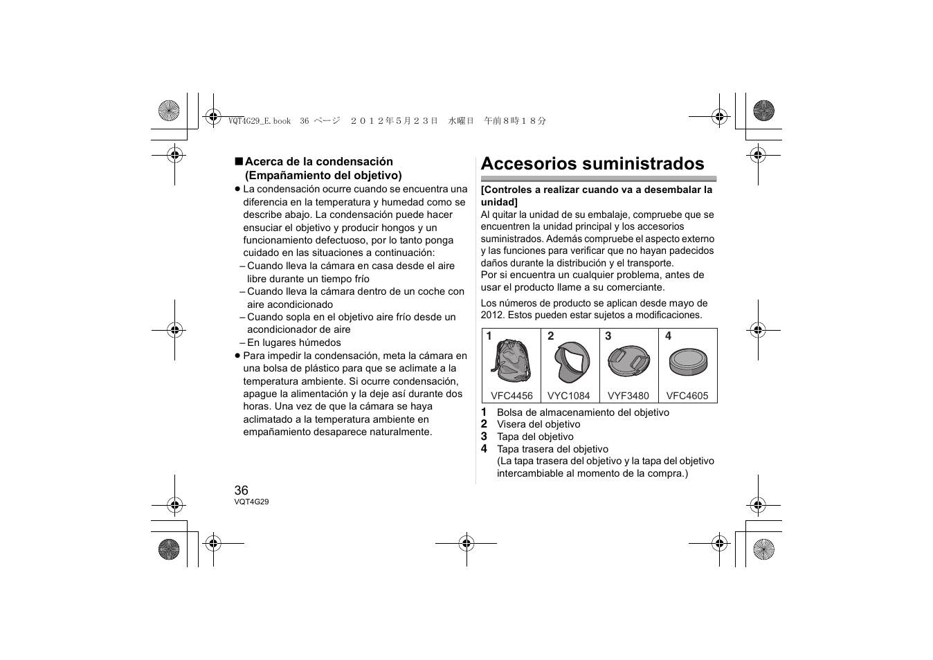 Accesorios suministrados | Panasonic HHS12035E User Manual | Page 36 / 72