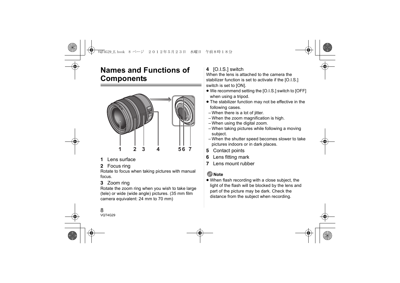 Names and functions of components | Panasonic HHS12035E User Manual | Page 8 / 72