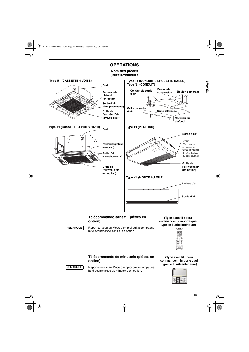 Operations | Panasonic U71PEY1E5 User Manual | Page 19 / 142