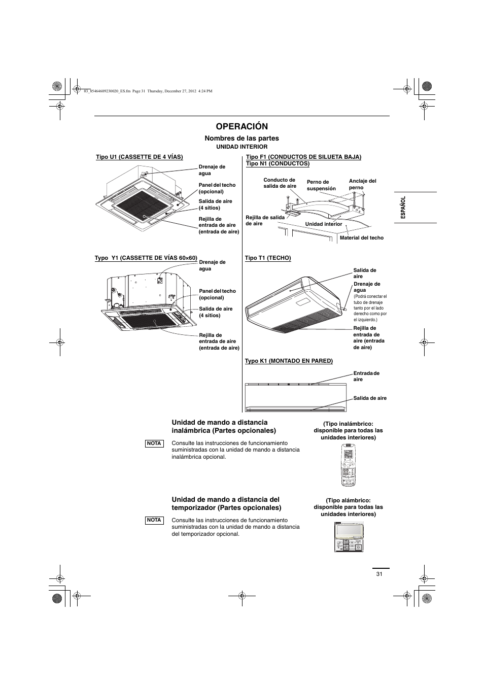 Operación | Panasonic U71PEY1E5 User Manual | Page 31 / 142