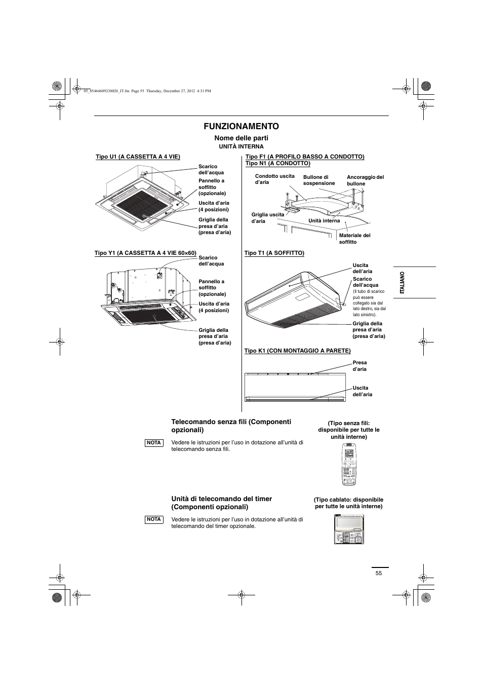 Funzionamento | Panasonic U71PEY1E5 User Manual | Page 55 / 142