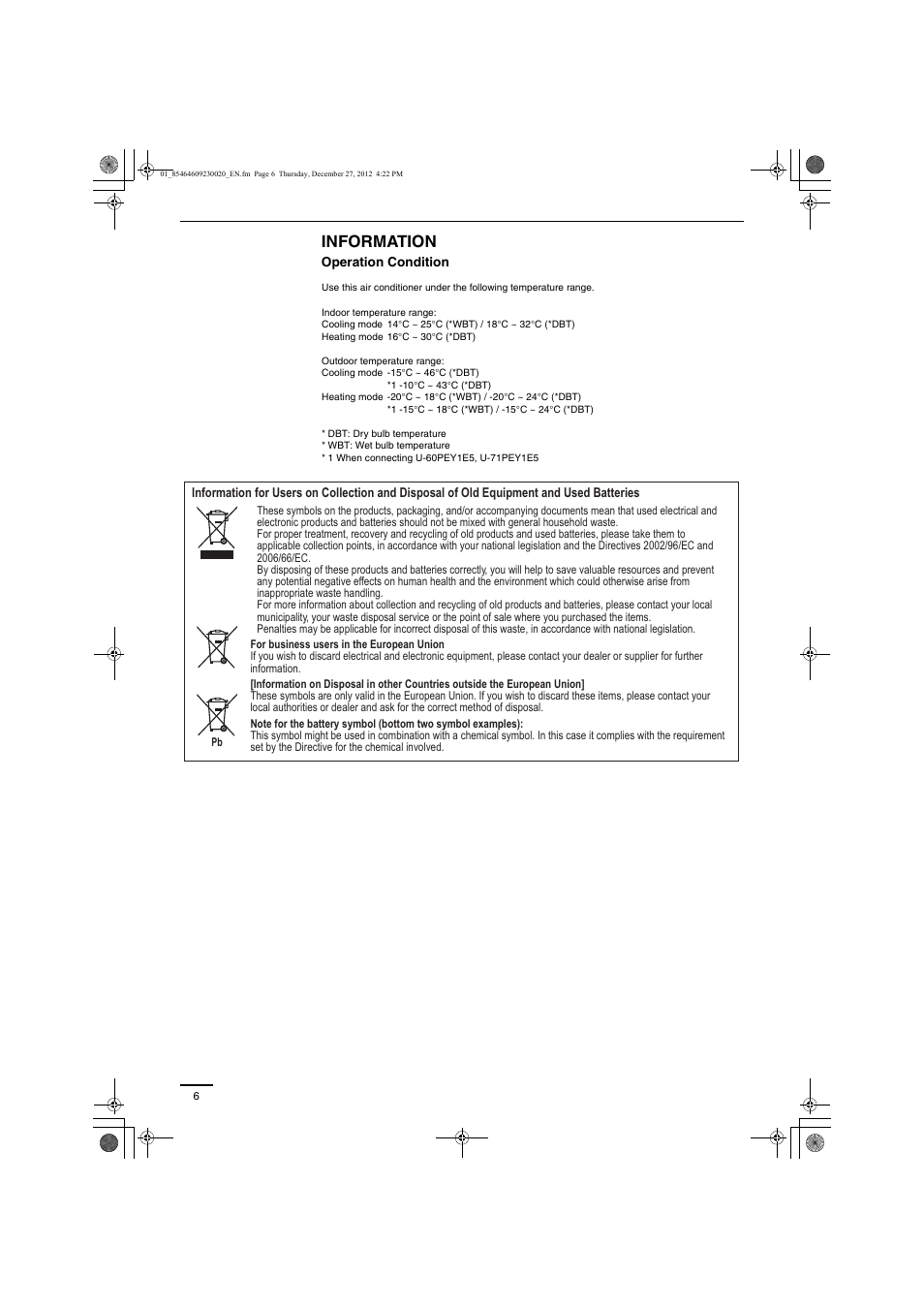 Information | Panasonic U71PEY1E5 User Manual | Page 6 / 142