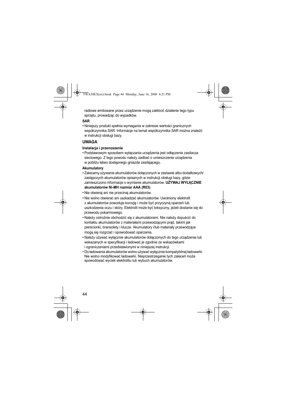 Panasonic KXTWA50EX User Manual | Page 44 / 52