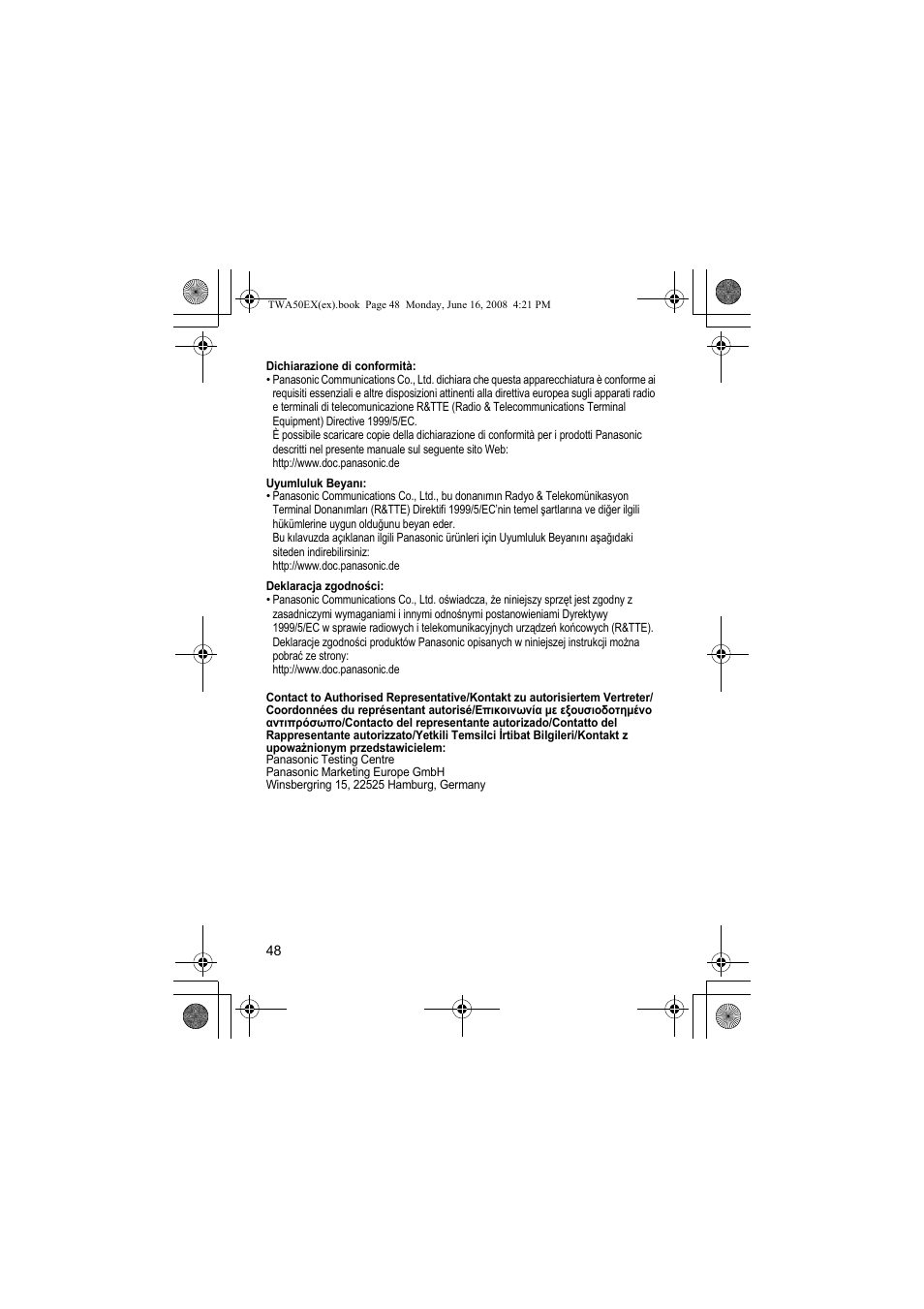 Panasonic KXTWA50EX User Manual | Page 48 / 52