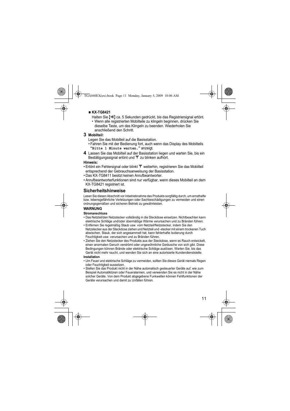 Panasonic KXTGA840EX User Manual | Page 11 / 76