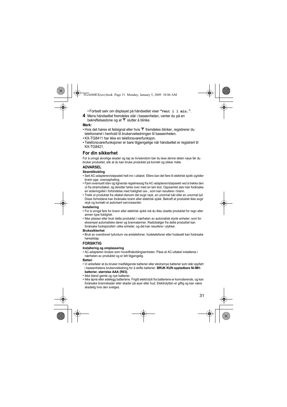 Panasonic KXTGA840EX User Manual | Page 31 / 76