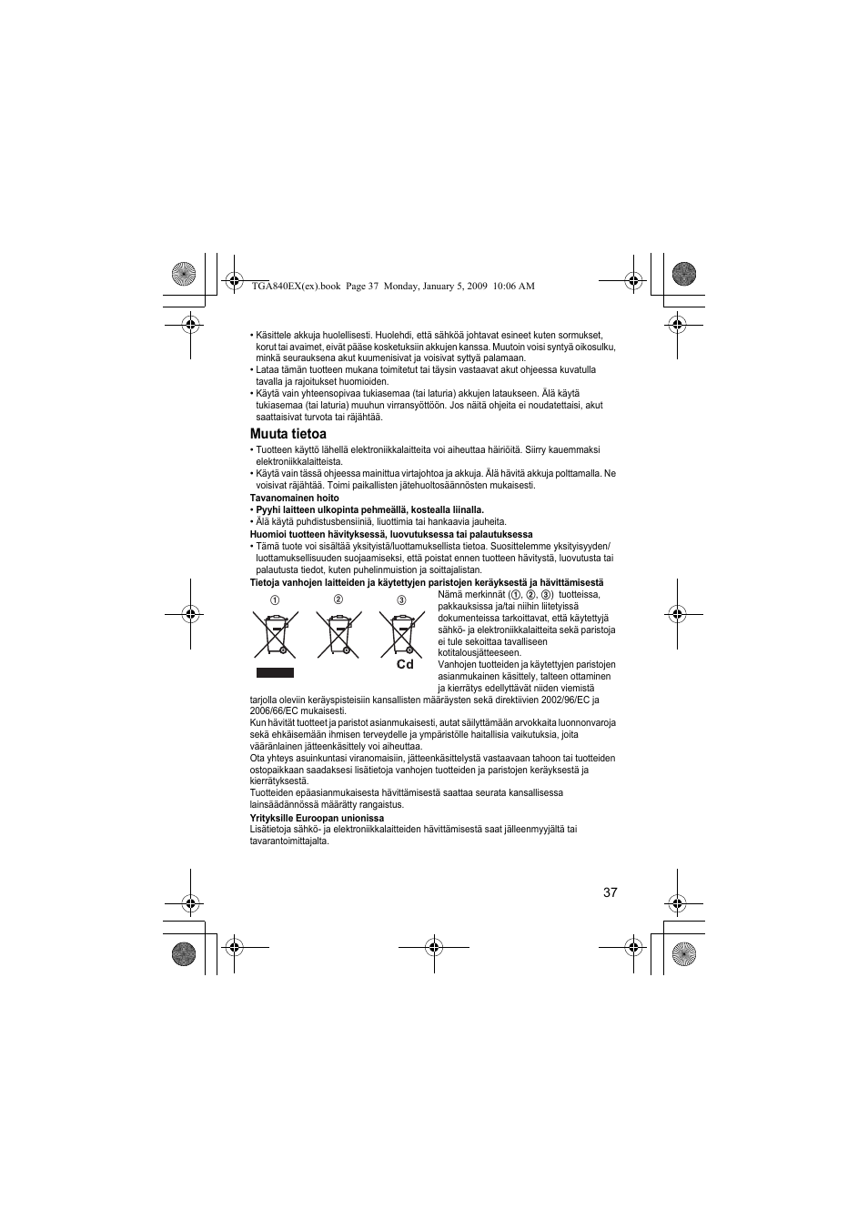 Muuta tietoa | Panasonic KXTGA840EX User Manual | Page 37 / 76