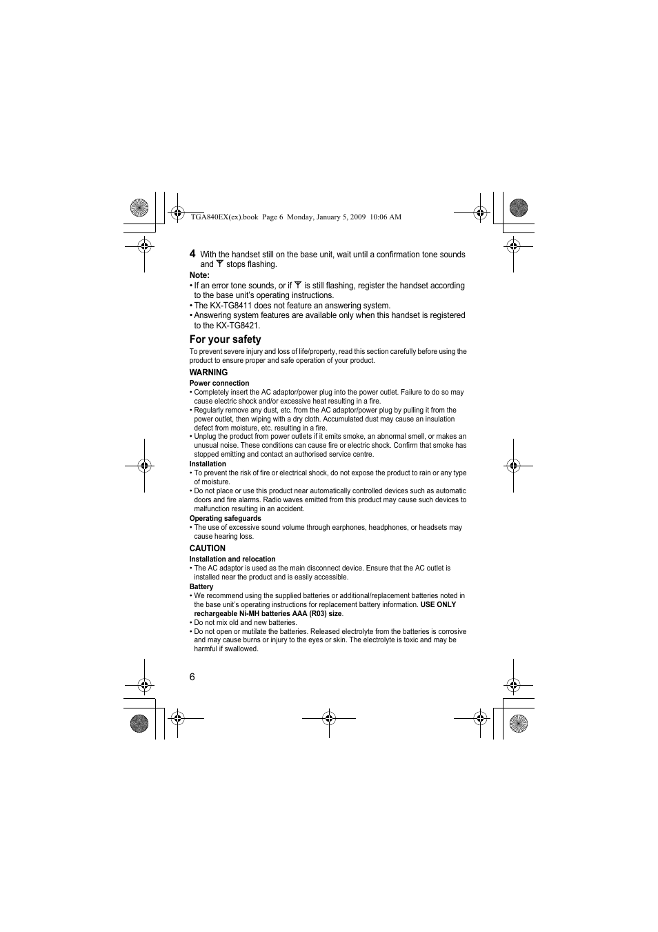 Panasonic KXTGA840EX User Manual | Page 6 / 76