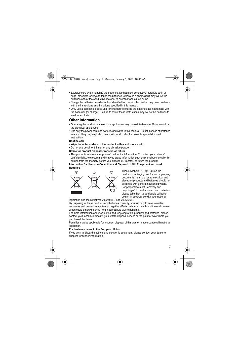Other information | Panasonic KXTGA840EX User Manual | Page 7 / 76
