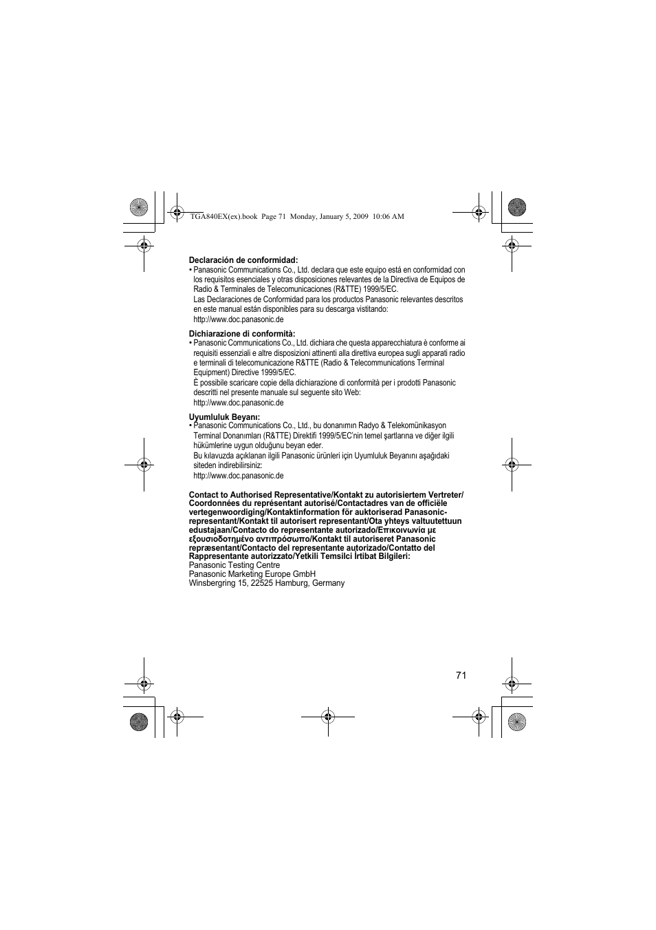 Panasonic KXTGA840EX User Manual | Page 71 / 76