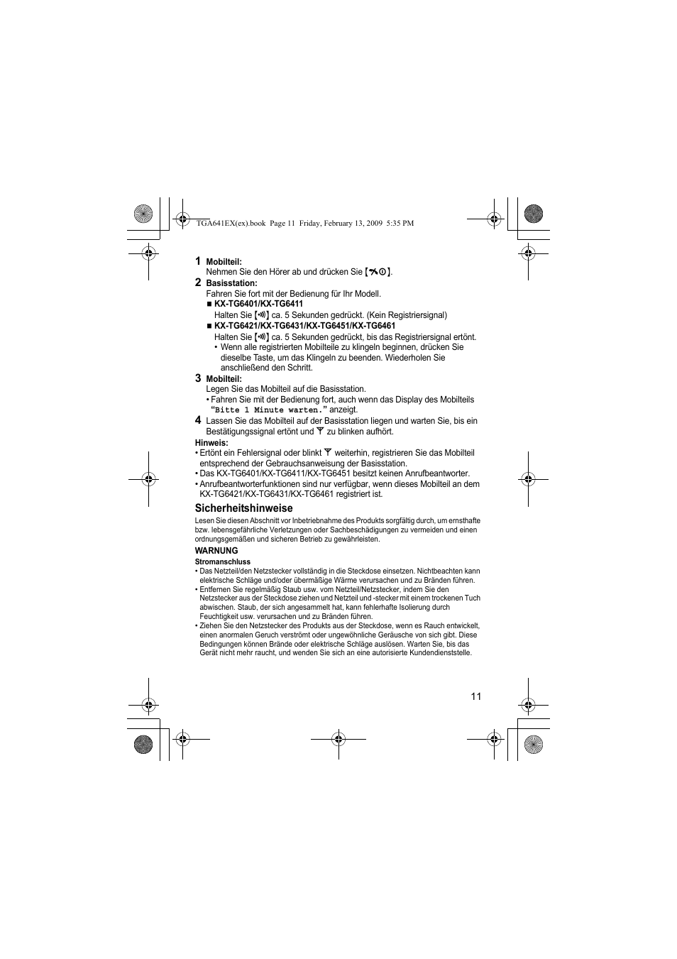 Panasonic KXTGA641EX User Manual | Page 11 / 76