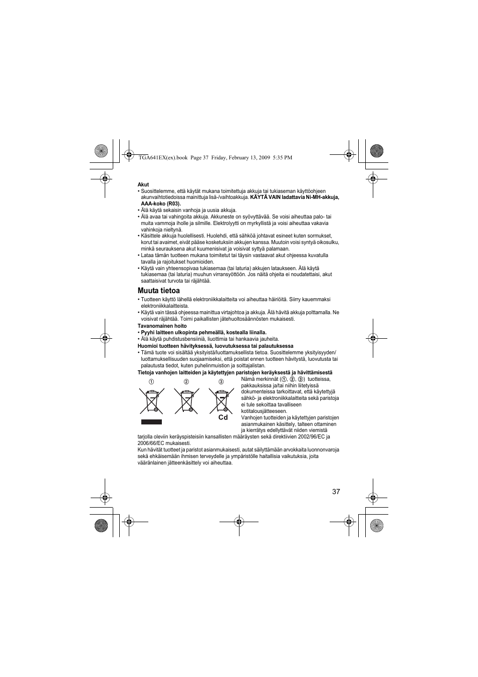 Muuta tietoa | Panasonic KXTGA641EX User Manual | Page 37 / 76