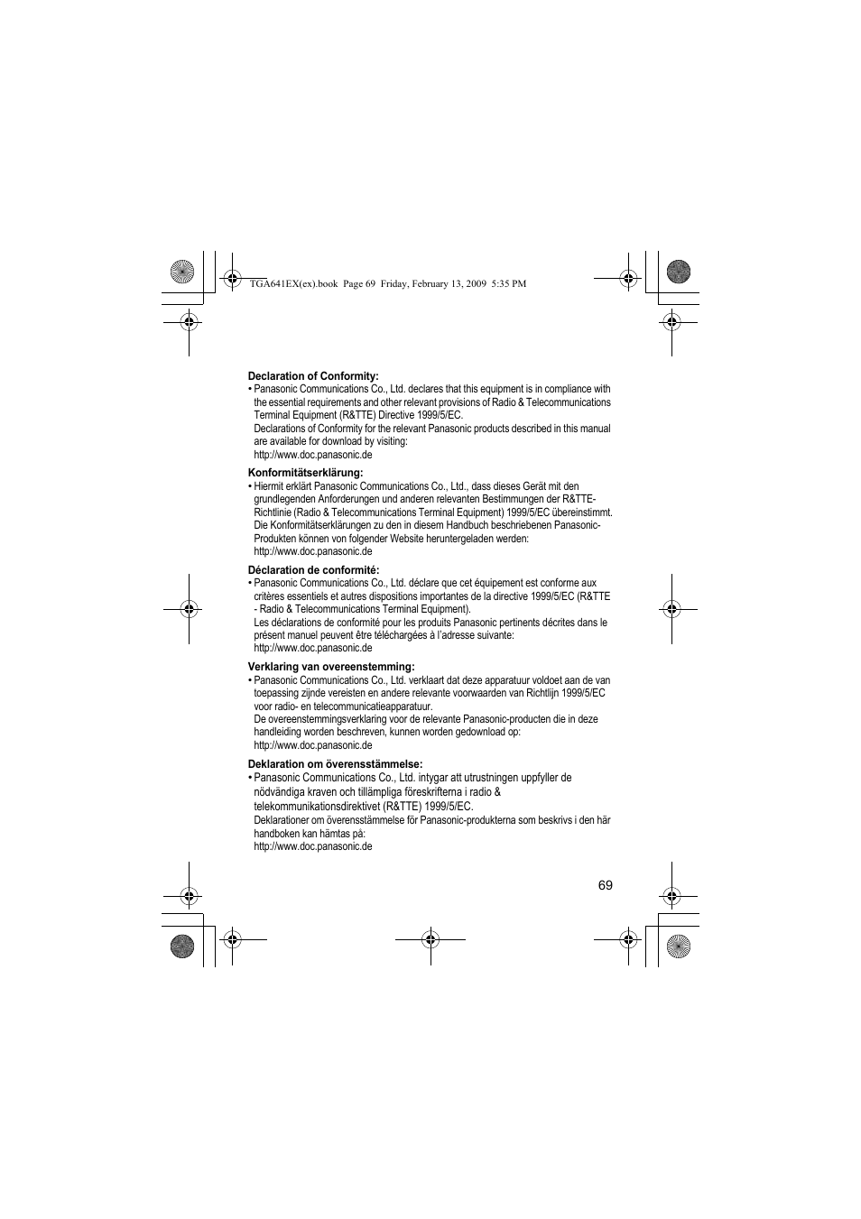 Panasonic KXTGA641EX User Manual | Page 69 / 76