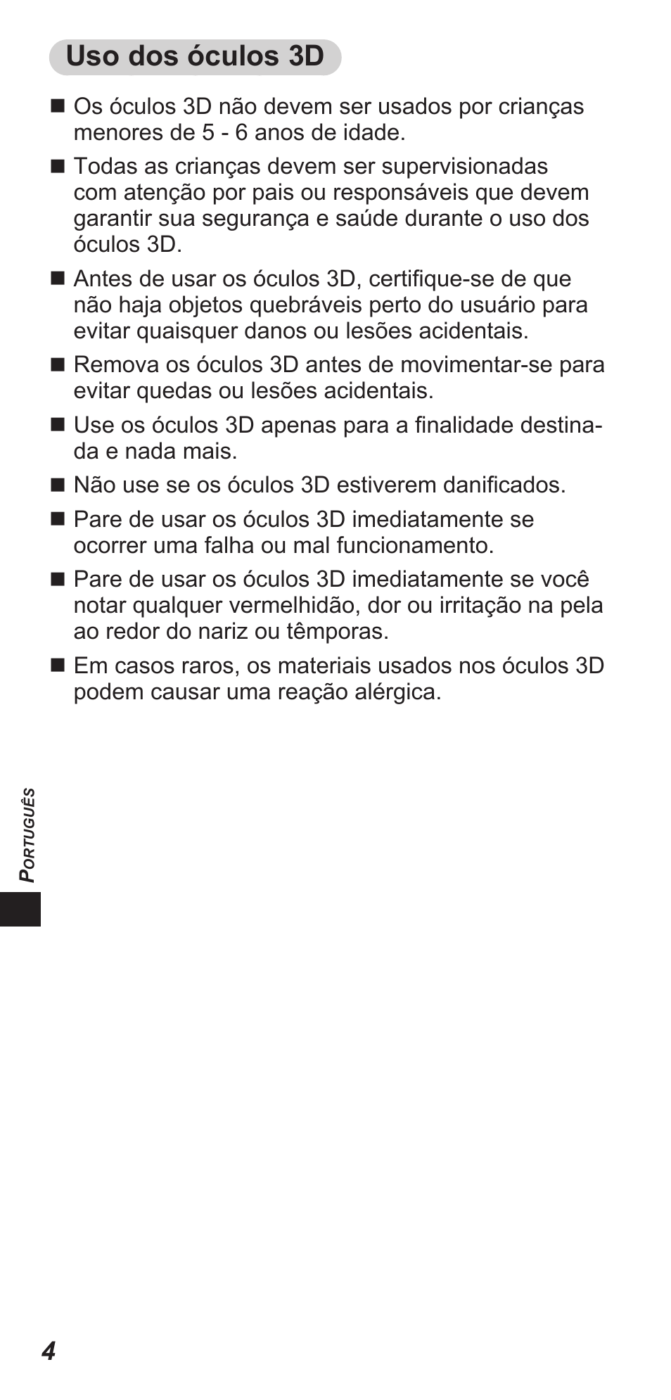 Uso dos óculos 3d | Panasonic TYEW3D3LE User Manual | Page 102 / 208