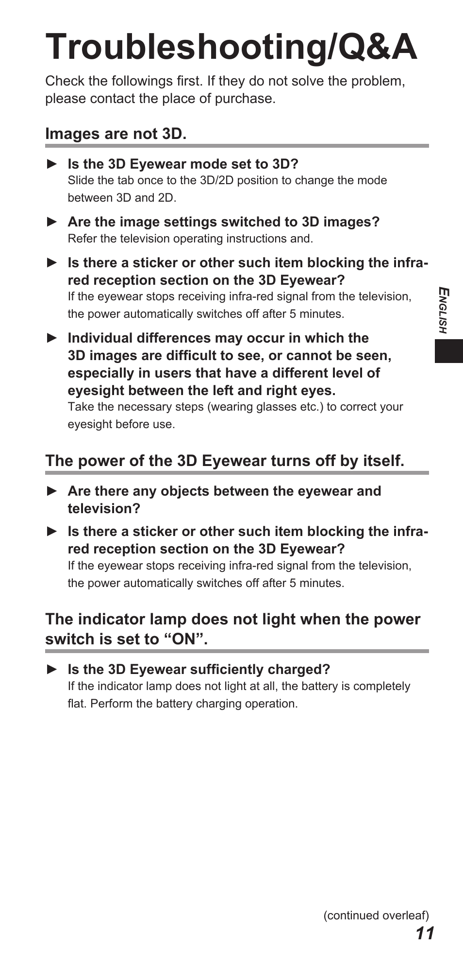 Troubleshooting/q&a | Panasonic TYEW3D3LE User Manual | Page 11 / 208