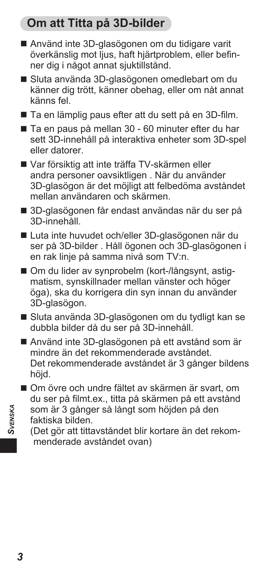 Om att titta på 3d-bilder | Panasonic TYEW3D3LE User Manual | Page 144 / 208