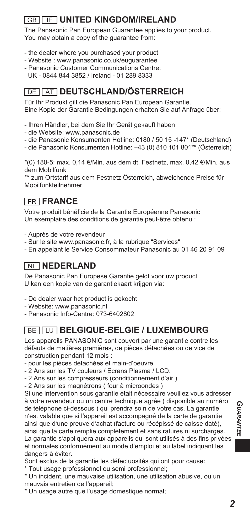United kingdom/ireland, Deutschland/österreich, France | Nederland, Belgique-belgie / luxembourg | Panasonic TYEW3D3LE User Manual | Page 171 / 208