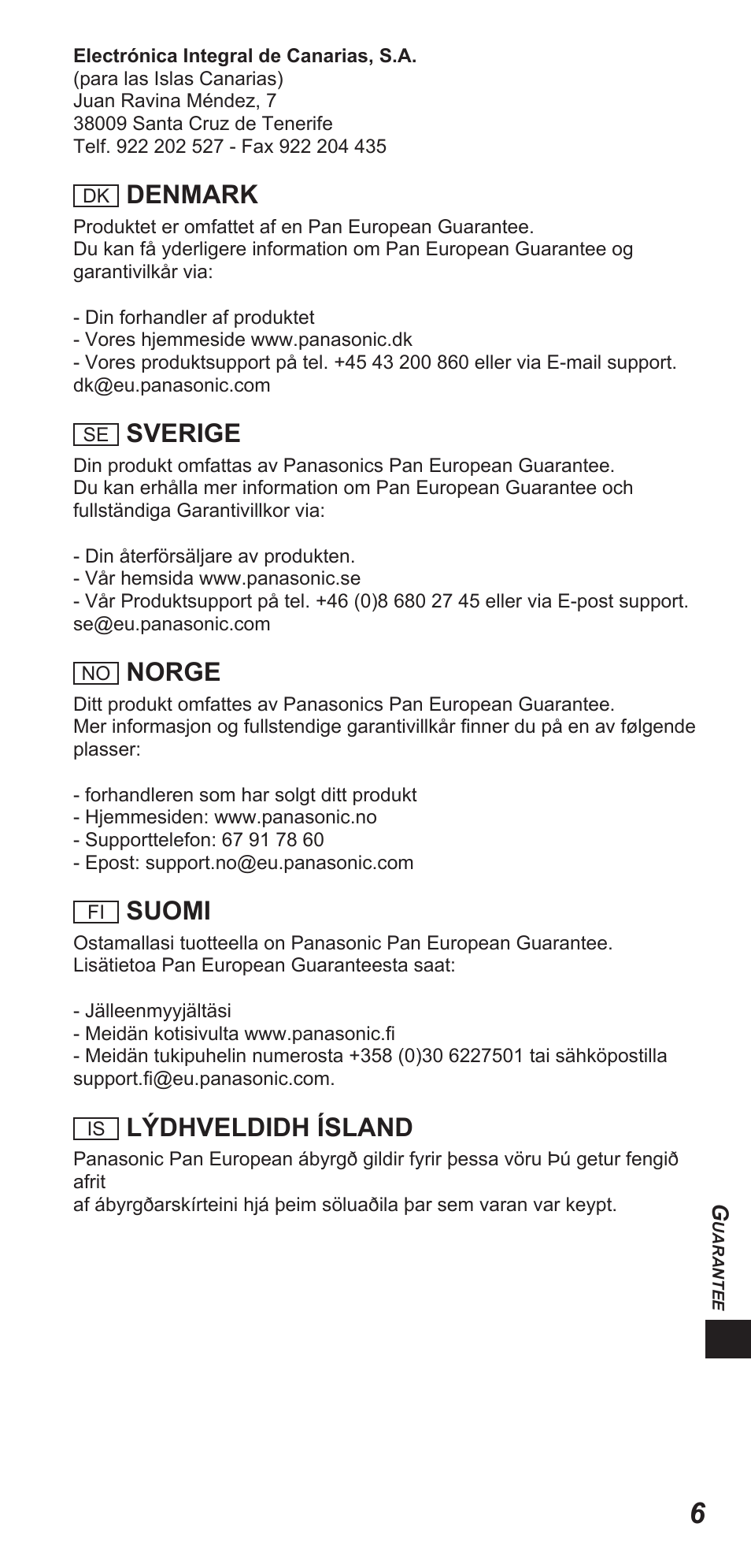 Denmark, Sverige, Norge | Suomi, Lýdhveldidh ísland | Panasonic TYEW3D3LE User Manual | Page 175 / 208