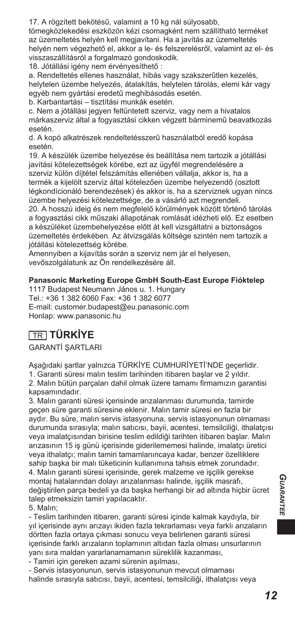 Türkiye | Panasonic TYEW3D3LE User Manual | Page 181 / 208