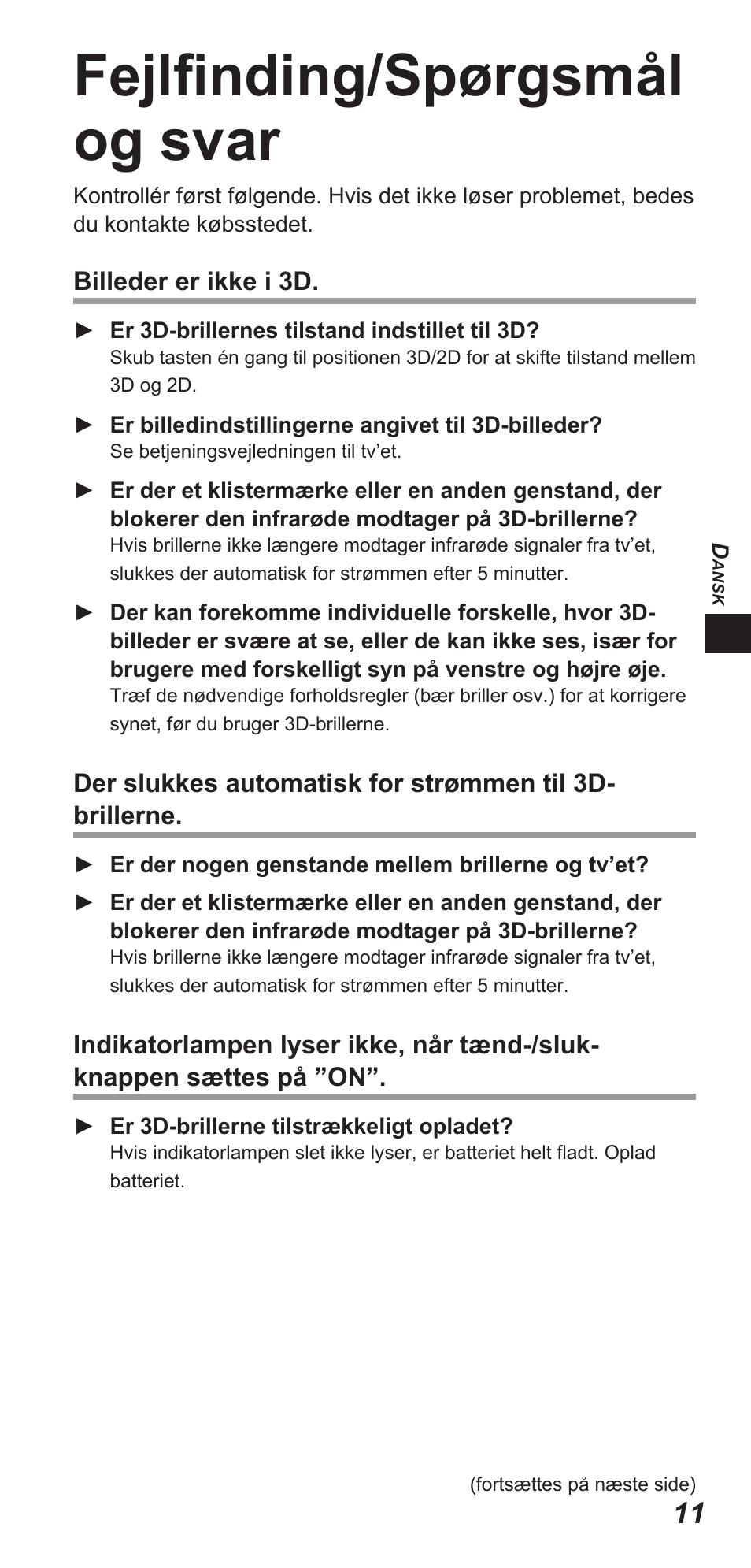 Fejlfinding/spørgsmål og svar | Panasonic TYEW3D3LE User Manual | Page 25 / 208