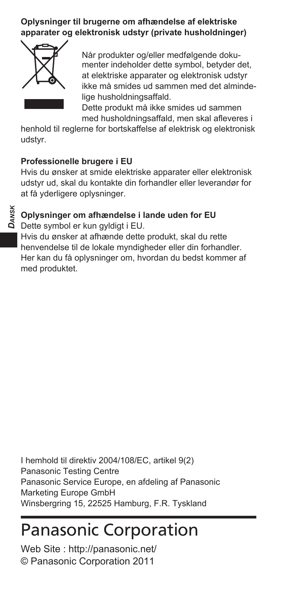 Panasonic corporation | Panasonic TYEW3D3LE User Manual | Page 28 / 208