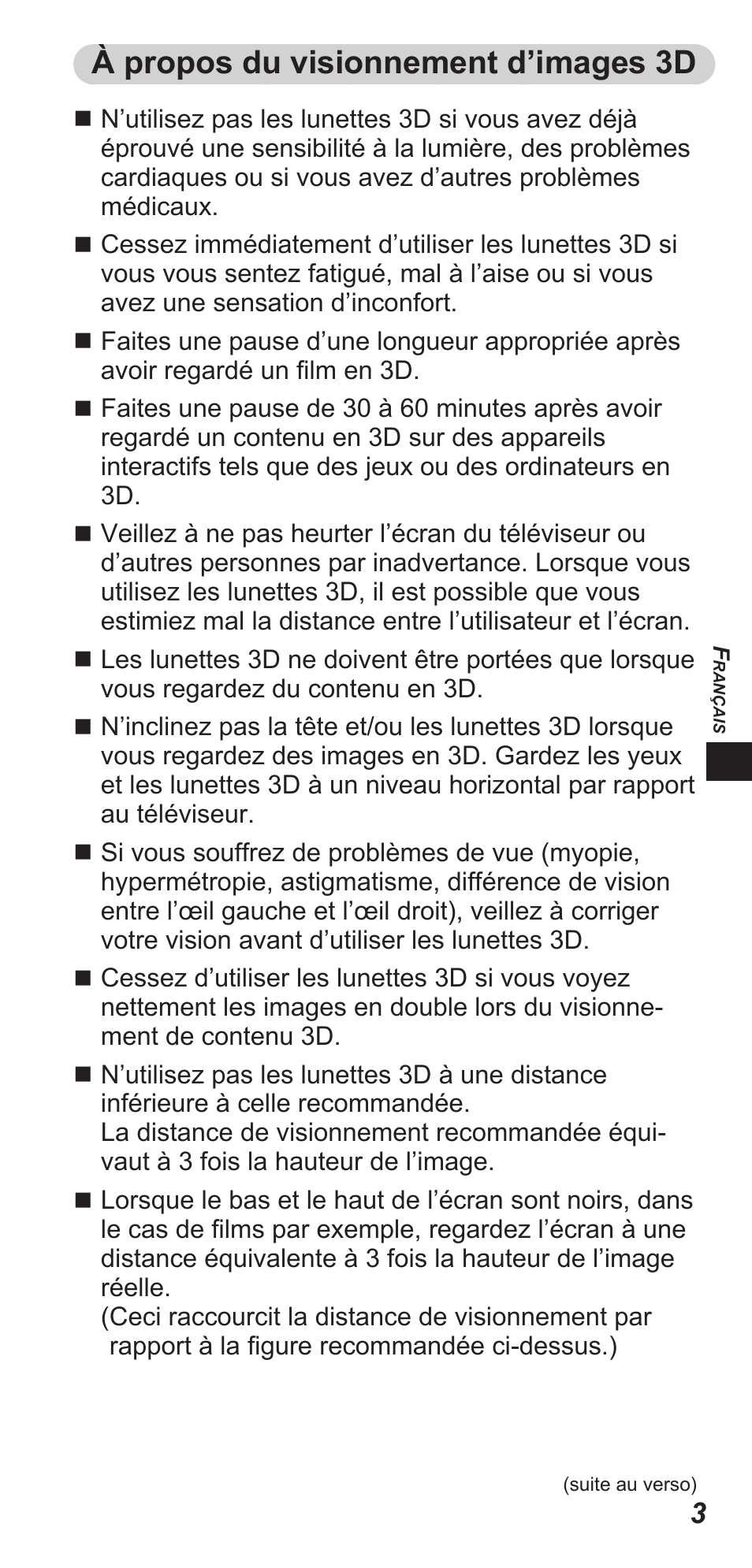 À propos du visionnement d’images 3d | Panasonic TYEW3D3LE User Manual | Page 45 / 208