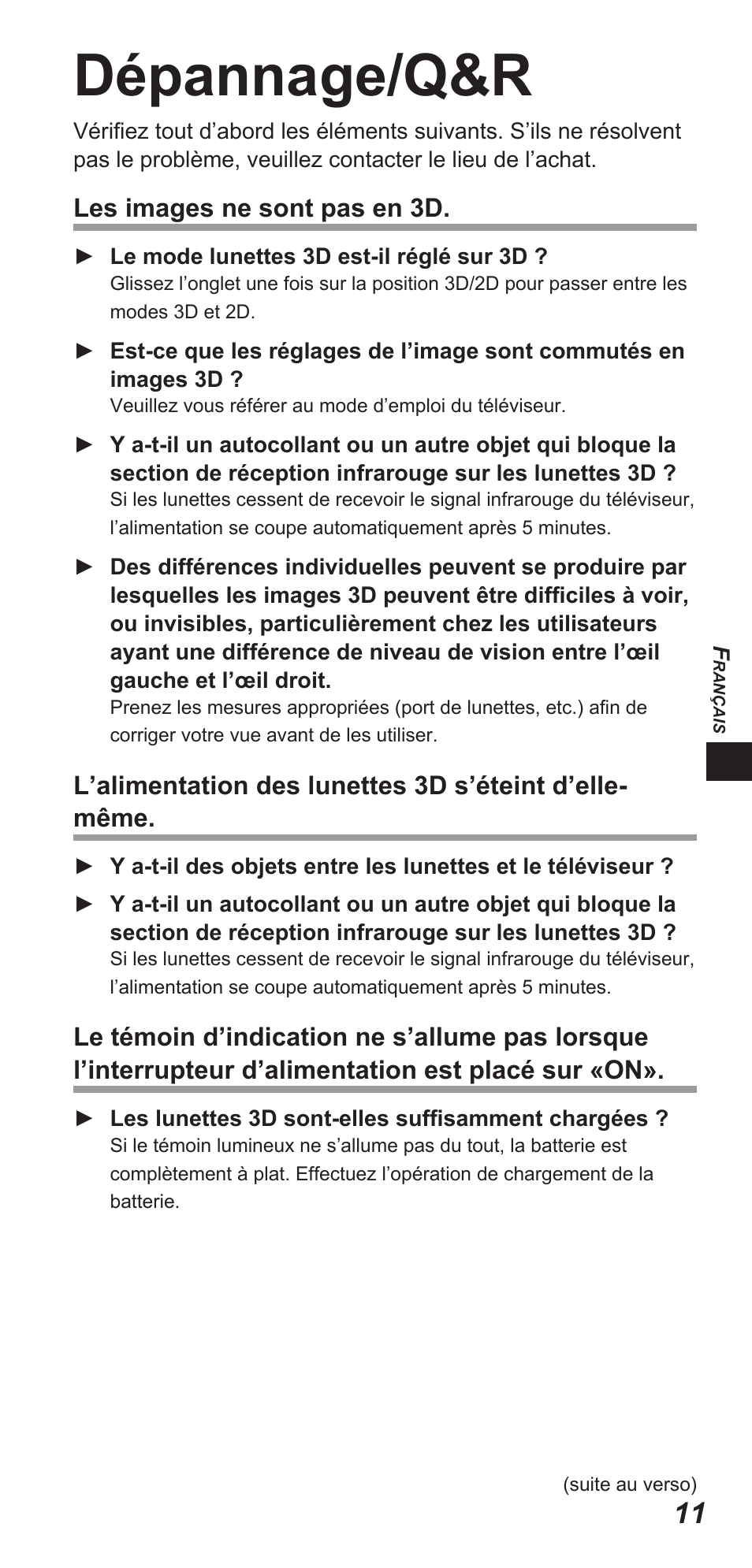 Dépannage/q&r | Panasonic TYEW3D3LE User Manual | Page 53 / 208
