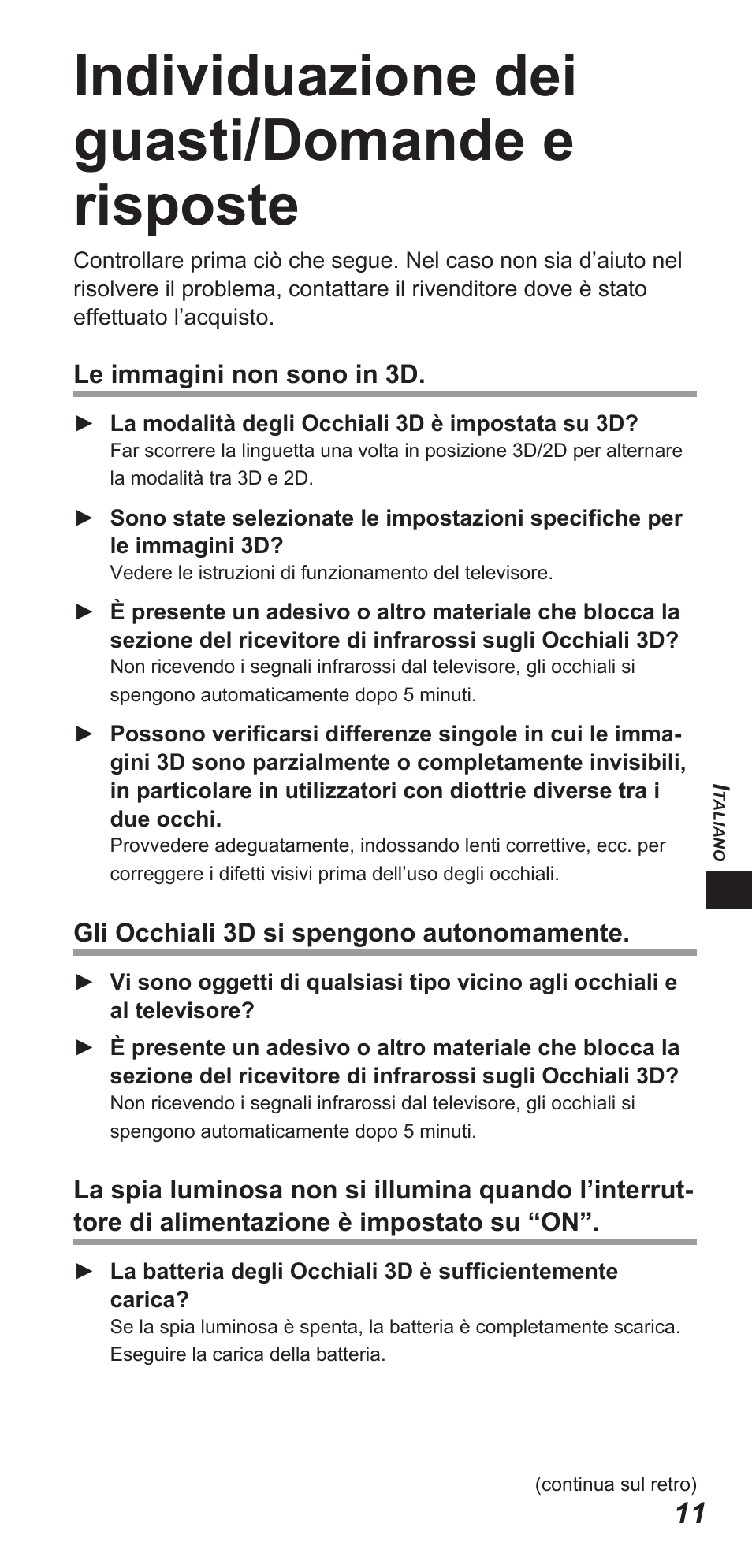 Individuazione dei guasti/domande e risposte | Panasonic TYEW3D3LE User Manual | Page 81 / 208