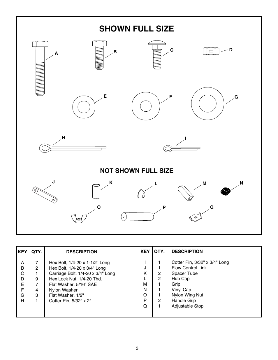 Shown full size, Not shown full size | Agri-Fab 45-02142 User Manual | Page 3 / 12