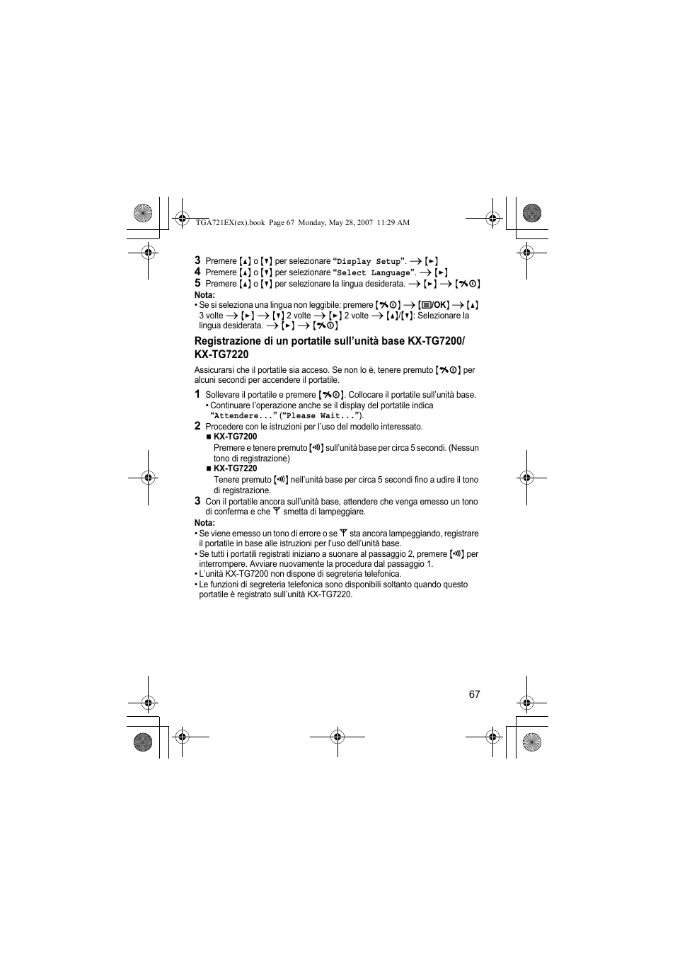 Nota | Panasonic KXTGA721EX User Manual | Page 67 / 80