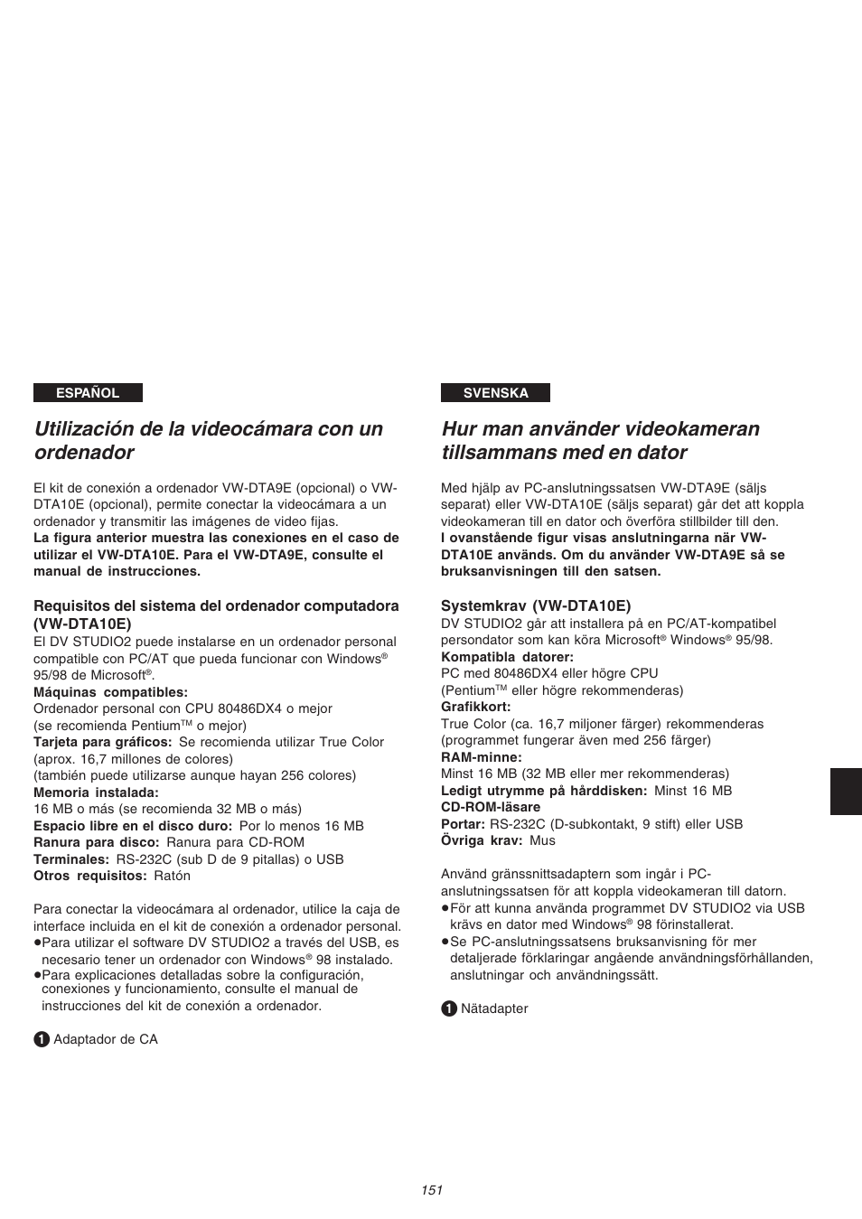 Utilización de la videocámara con un ordenador | Panasonic NVVS4EG User Manual | Page 151 / 188