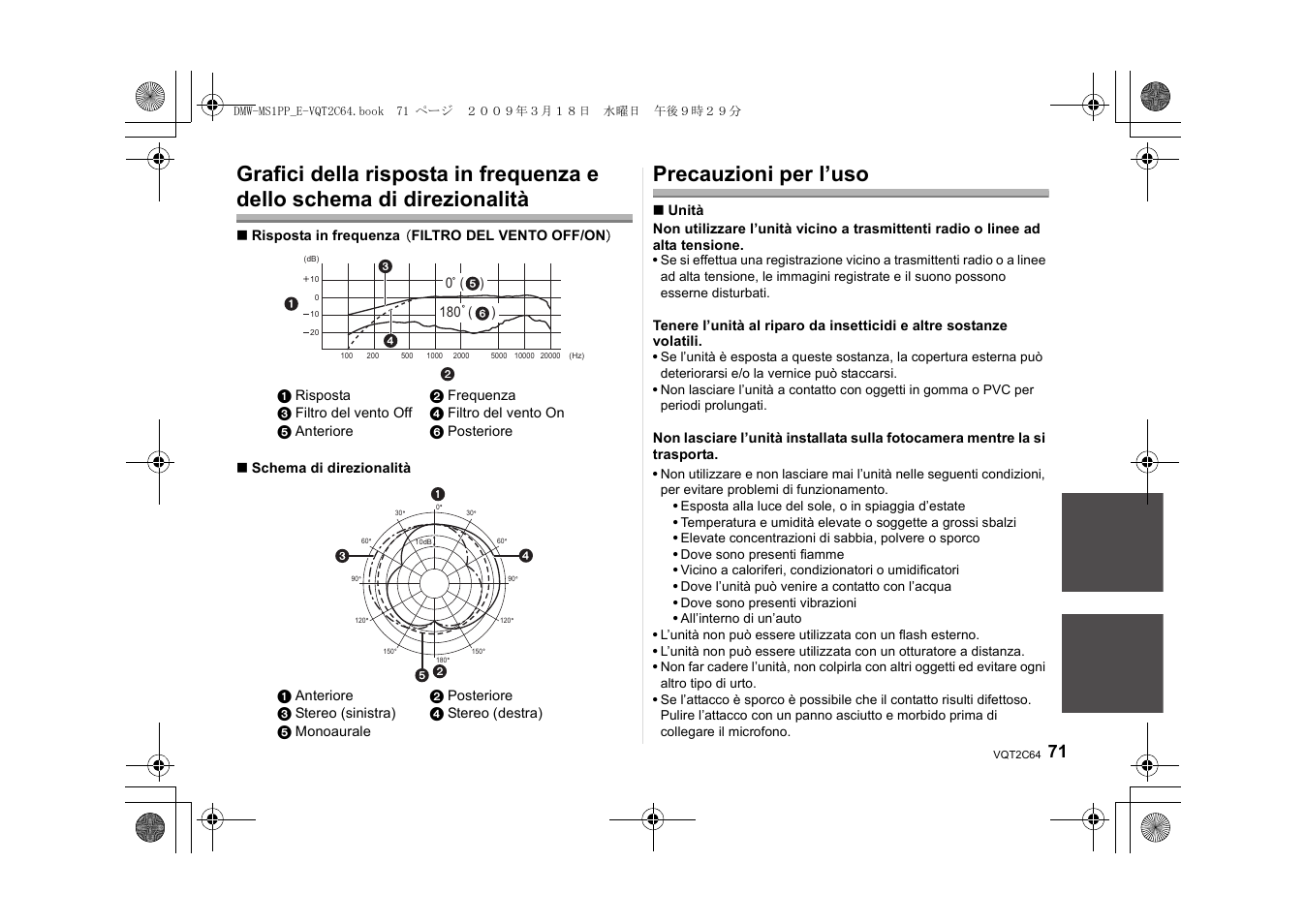 Precauzioni per l’uso | Panasonic DMWMS1E User Manual | Page 71 / 99