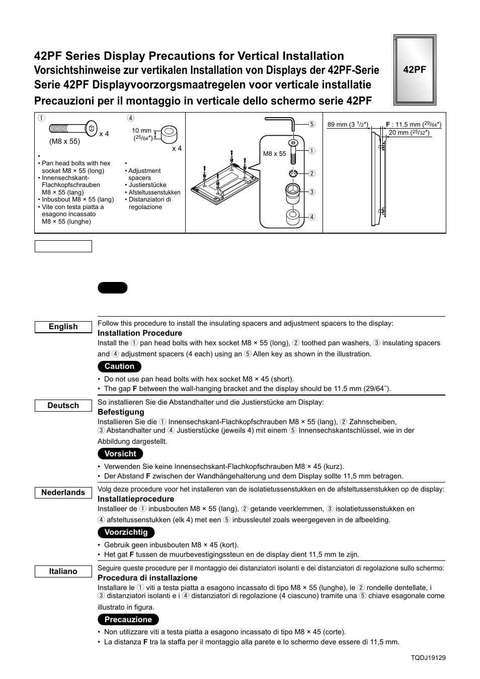 Panasonic TYWK42PV7 User Manual | 2 pages