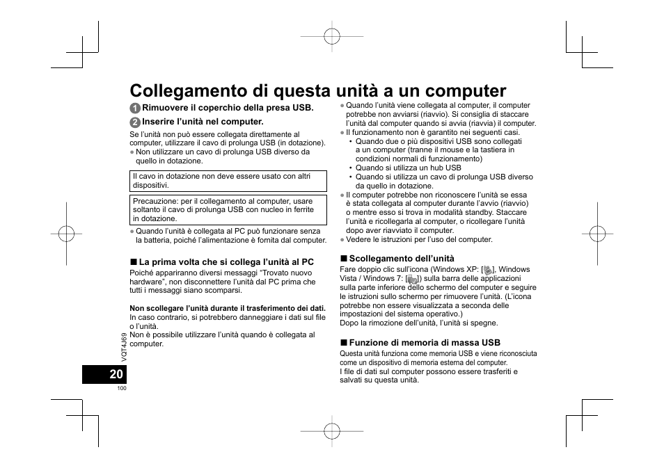 Collegamento di questa unità a un computer | Panasonic RRXS350E User Manual | Page 100 / 178